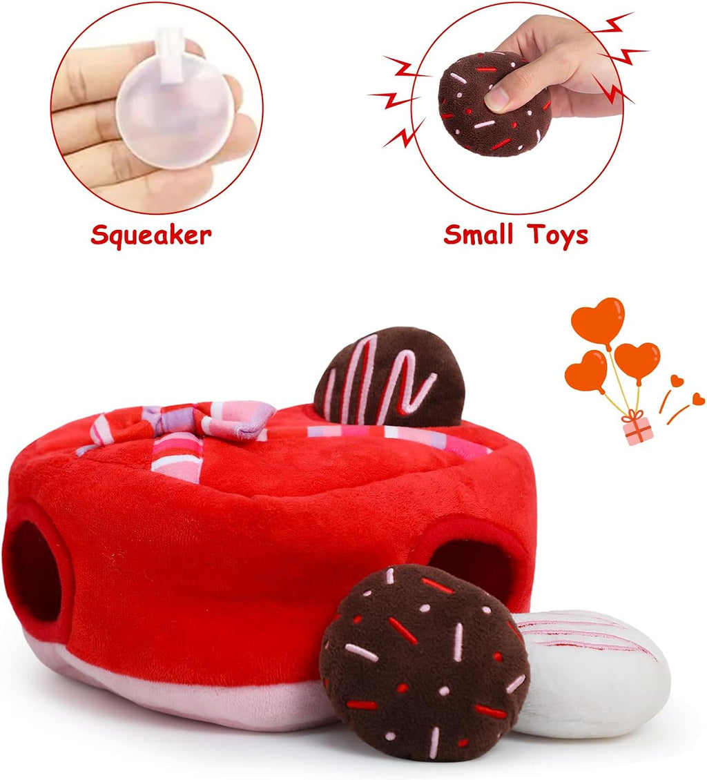 Hollypet Squeaky Hide and Seek Dog Toys for Small and Medium, Chocolate | Interactive Plush Stuffed Dog Squeak Toys for Small Medium Sized Dogs and Non-Aggressive Chewers, Puppy Teeth Clean Chew Toys