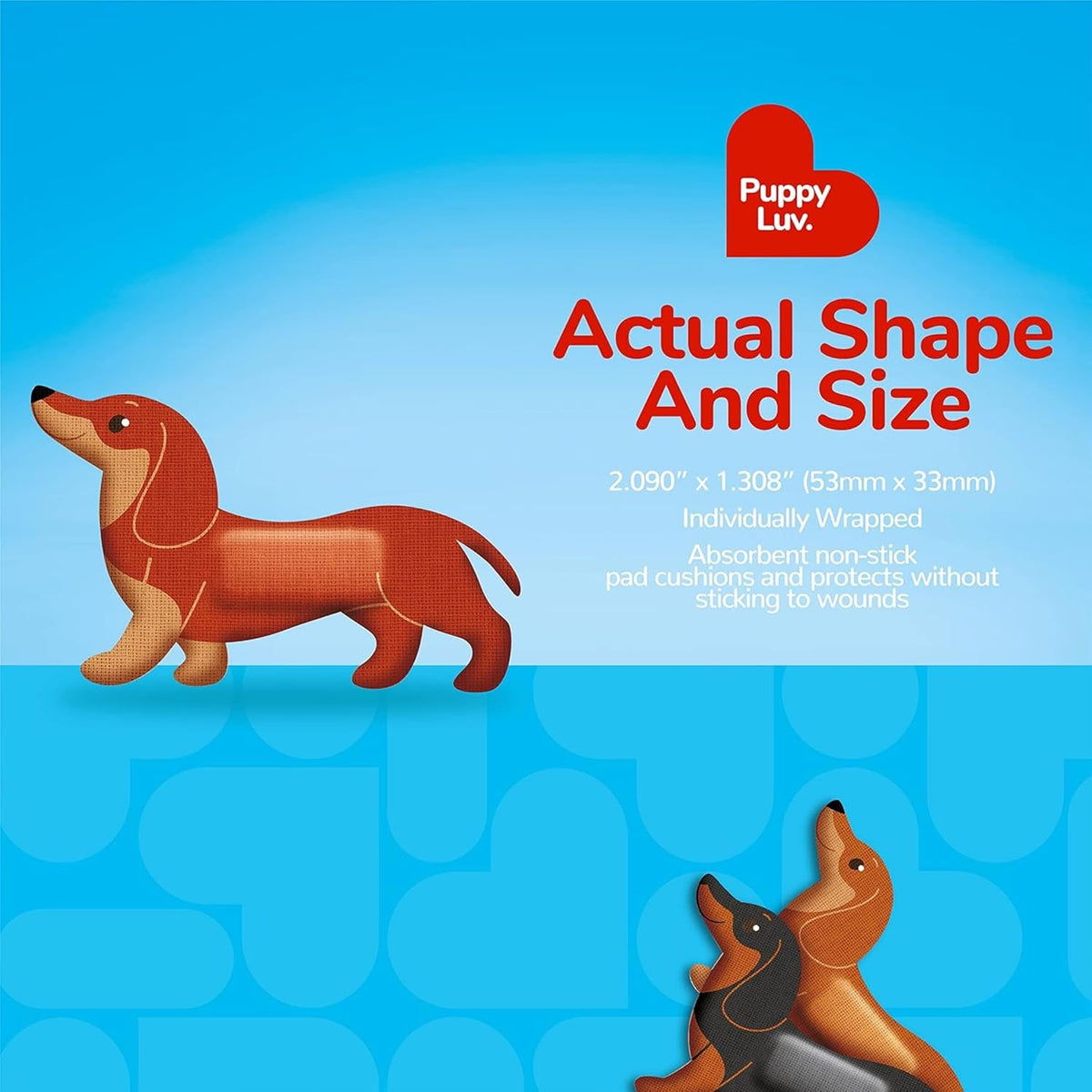 BioSwiss Bandages, Weiner Dog Shaped Self Adhesive Bandage Set, Latex Free, Sterile Wound Care, 24 Count