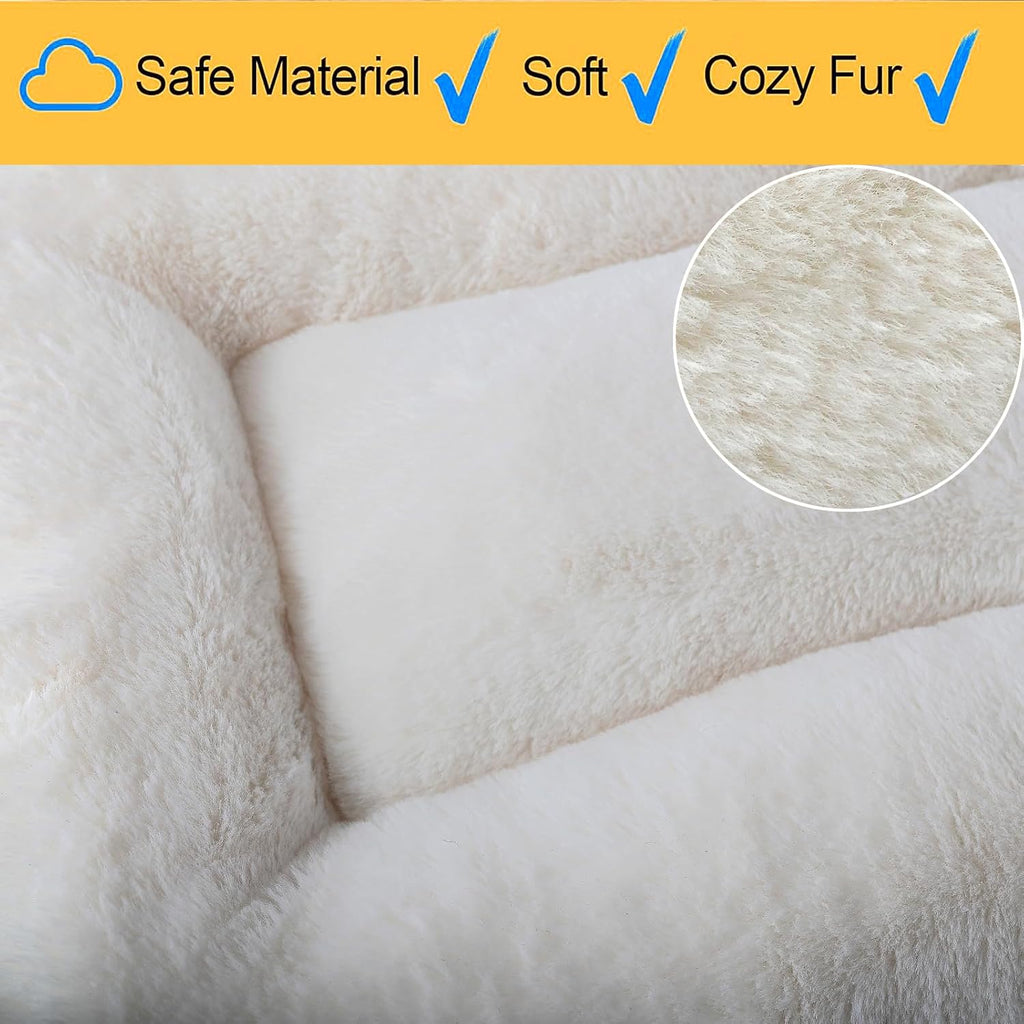 Puppy Bed for Crate 18 Inch for Extra Small Dogs Fit Metal Crates,Ultra Soft Flat Dog Bed Washable & Anti-Slip kennel pads for crates 18 x 12 Inch,Fluffy Comfy Pet Sleeping Mat for Dogs and Cats,Beige