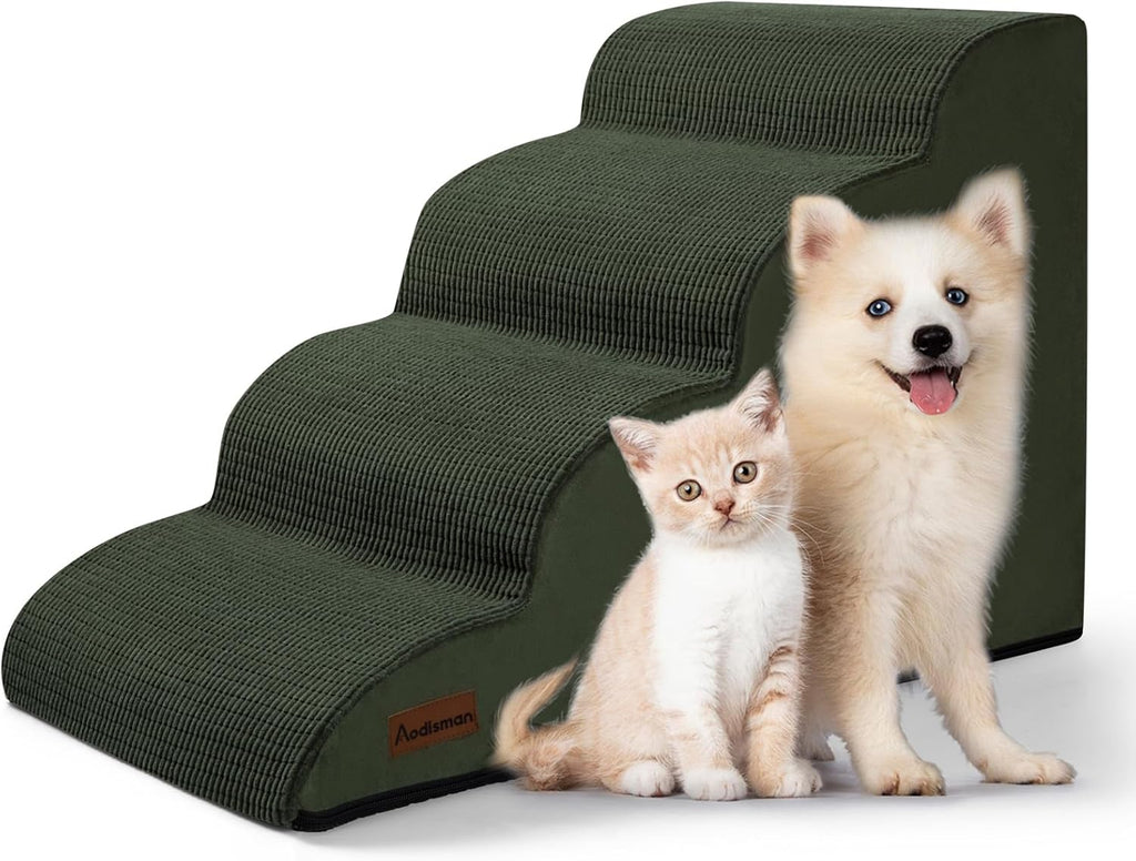 Aodisman Dog Steps for Bed or Couch,4-Step Pet Stairs Ramp for Small Dogs