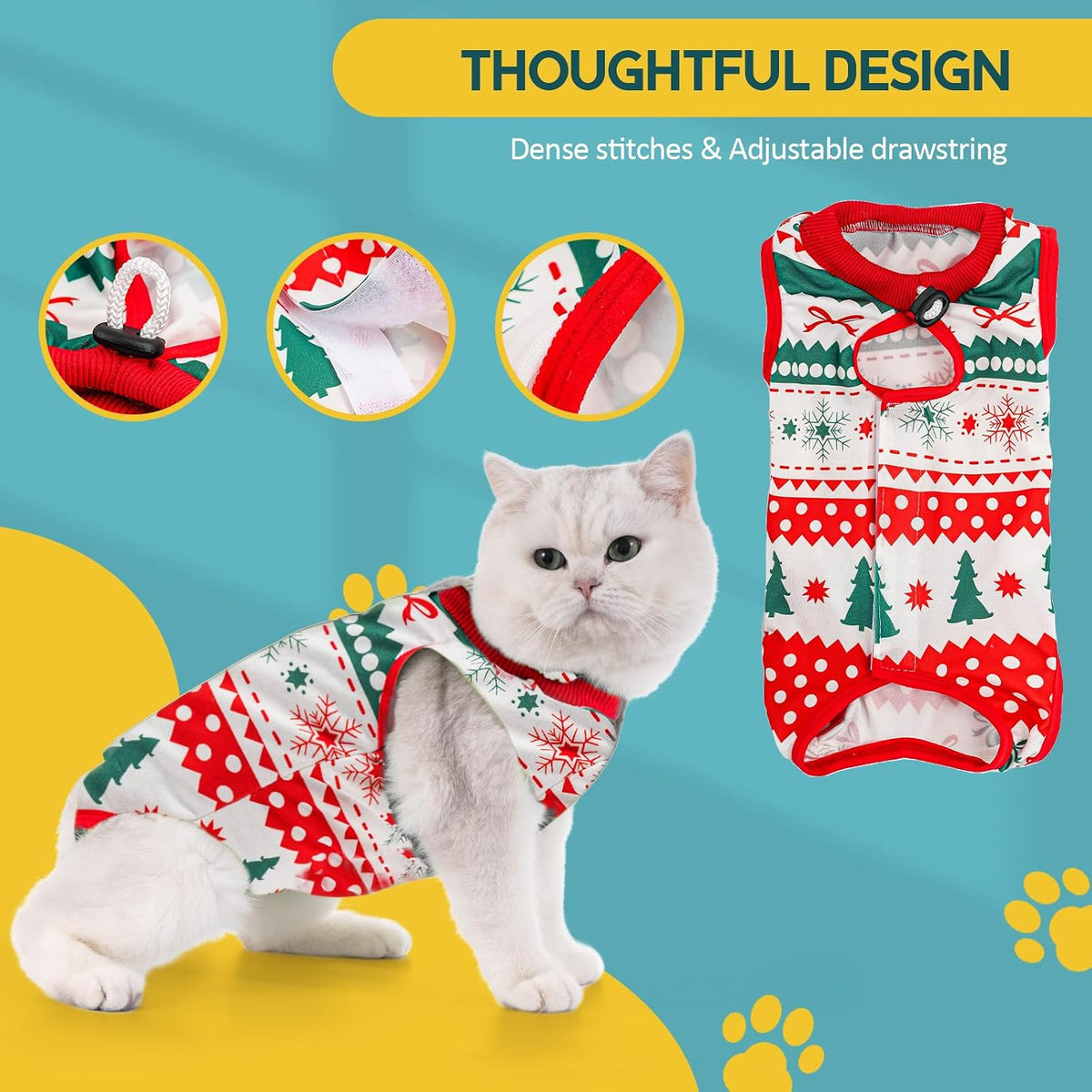 Avont Cat Recovery Suit - Kitten Onesie for Cats After Surgery