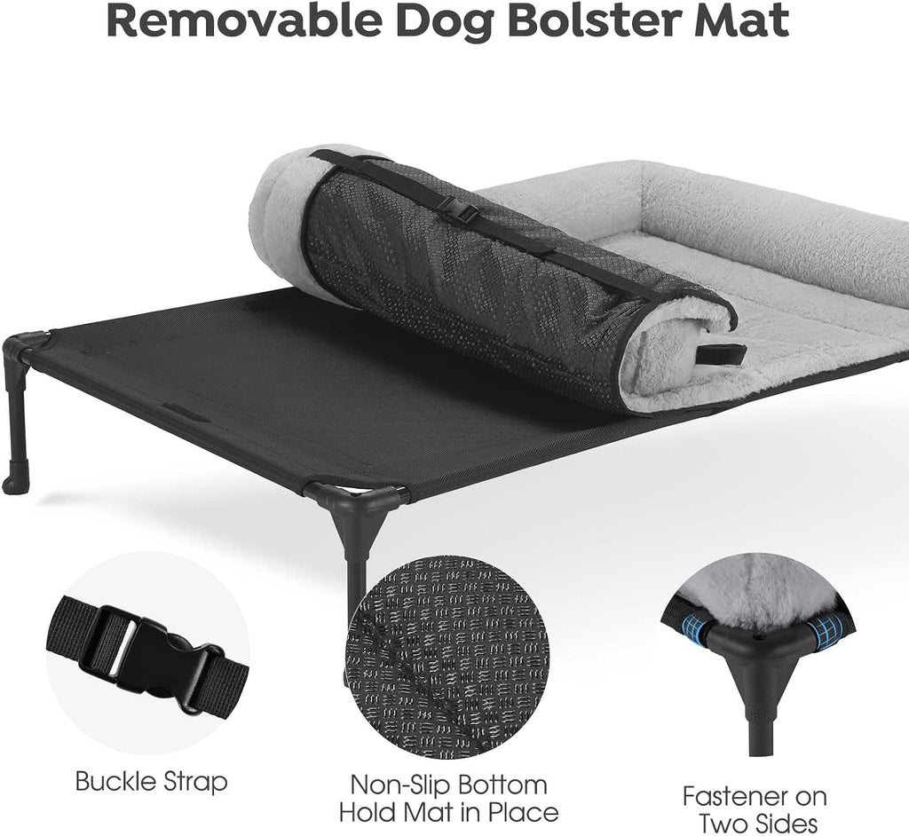 Veehoo Elevated Dog Beds Medium Sized Dog with Fluffy Plush Bolster Cushion