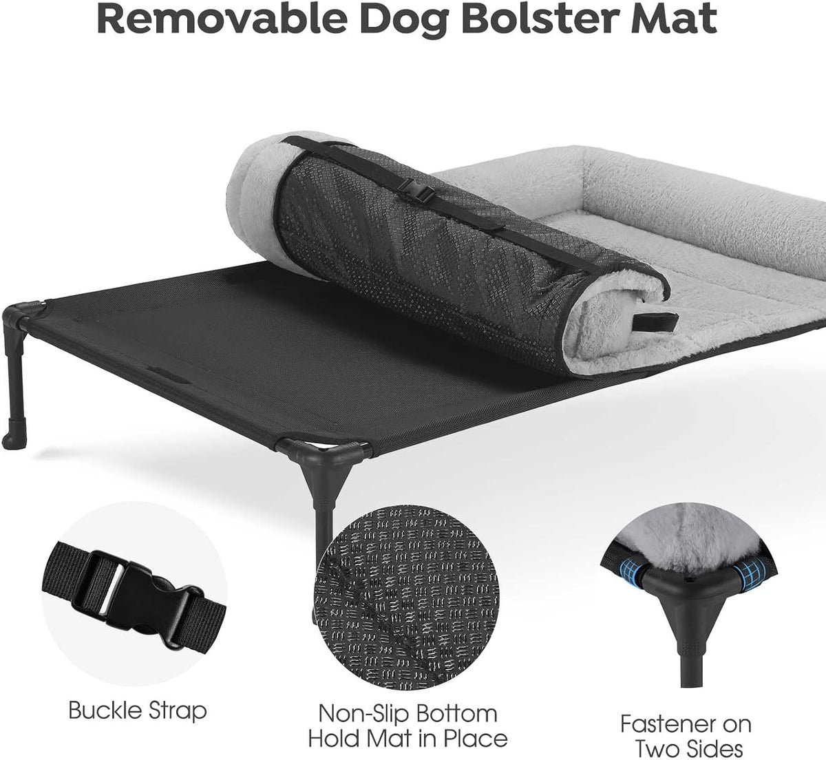 Veehoo Elevated Dog Beds Medium Sized Dog with Fluffy Plush Bolster Cushion