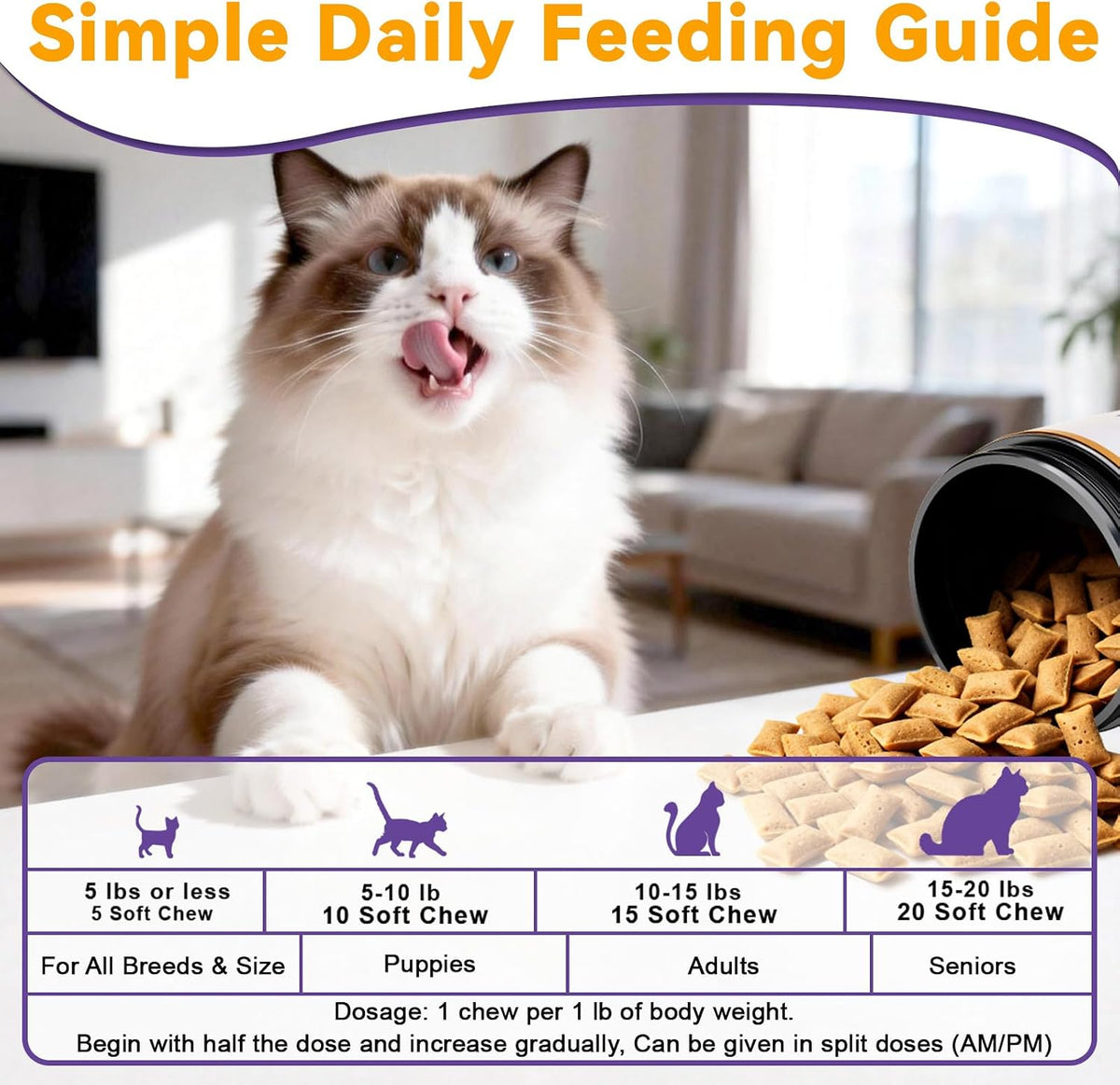 VUN Cat Vitamins Crunchy&Creamy Chews-Multivitamin for Indoor Cats