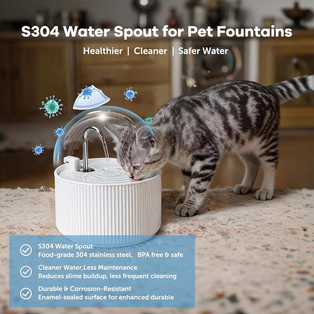 Upgrade 2.2L/78oz Ceramic Cat Fountain, Automatic Ceramic Water Fountain for Cats, Pet Water Fountain with Ultra-Quiet Pump (White)