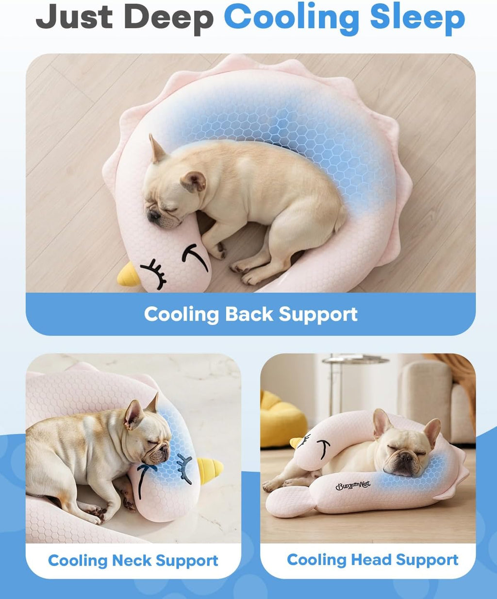 BurgeonNest Cooling Small Dog Pillow for Puppies and Cats,(Cool Pink, Large)
