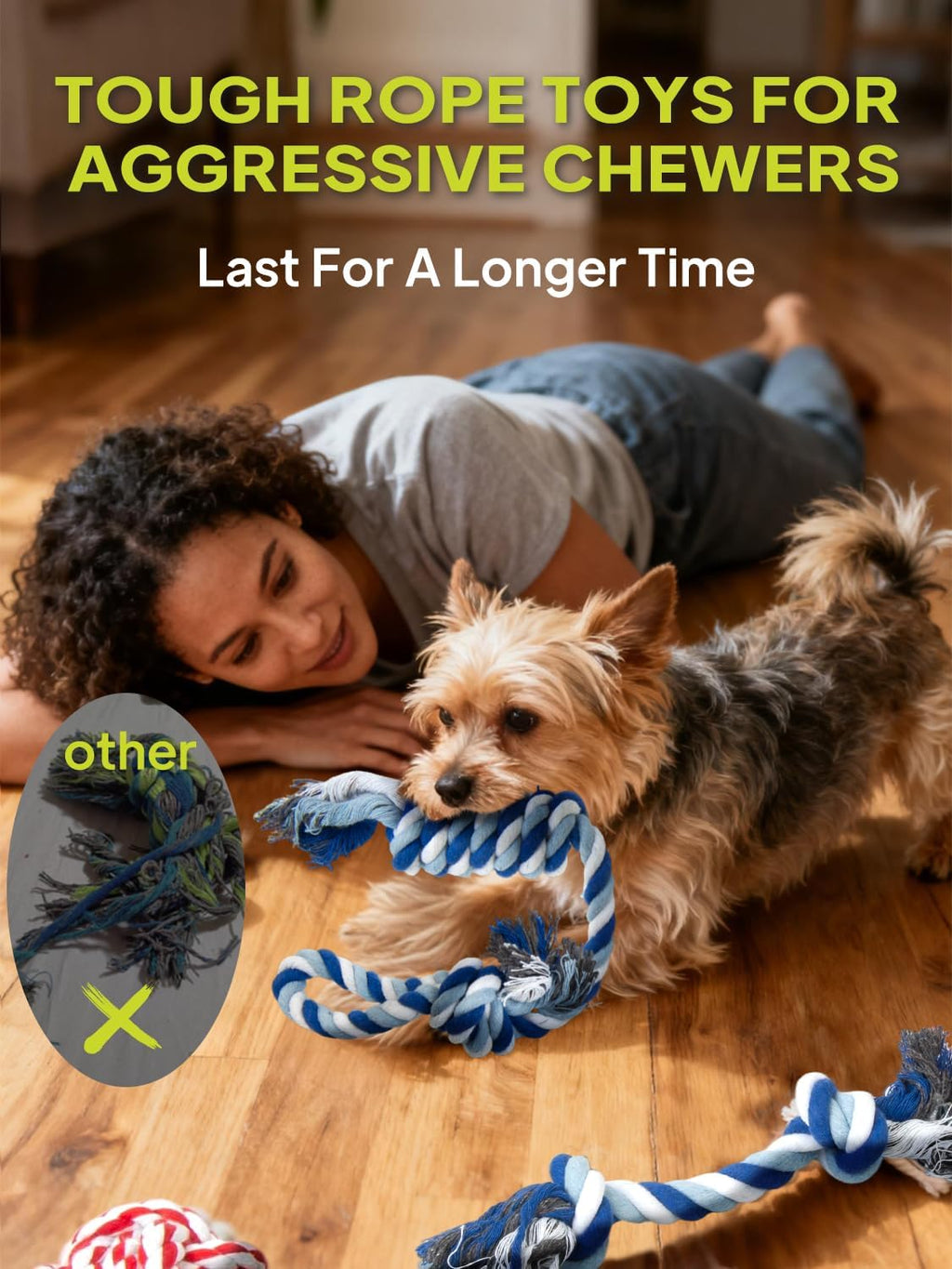 TwoEar Dog Rope Toy 9 Pack - Puppy Teething Toys for Small Medium Breed | Indestructible Dog Chew Toys for Aggressive Chewers - Cotton Tug of War Dog Toys for Boredom, Teeth Clean