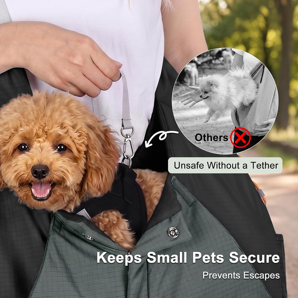 FURTIME Dog Sling Carrier, Puppy Sling for Small Dogs Up to 16 lbs