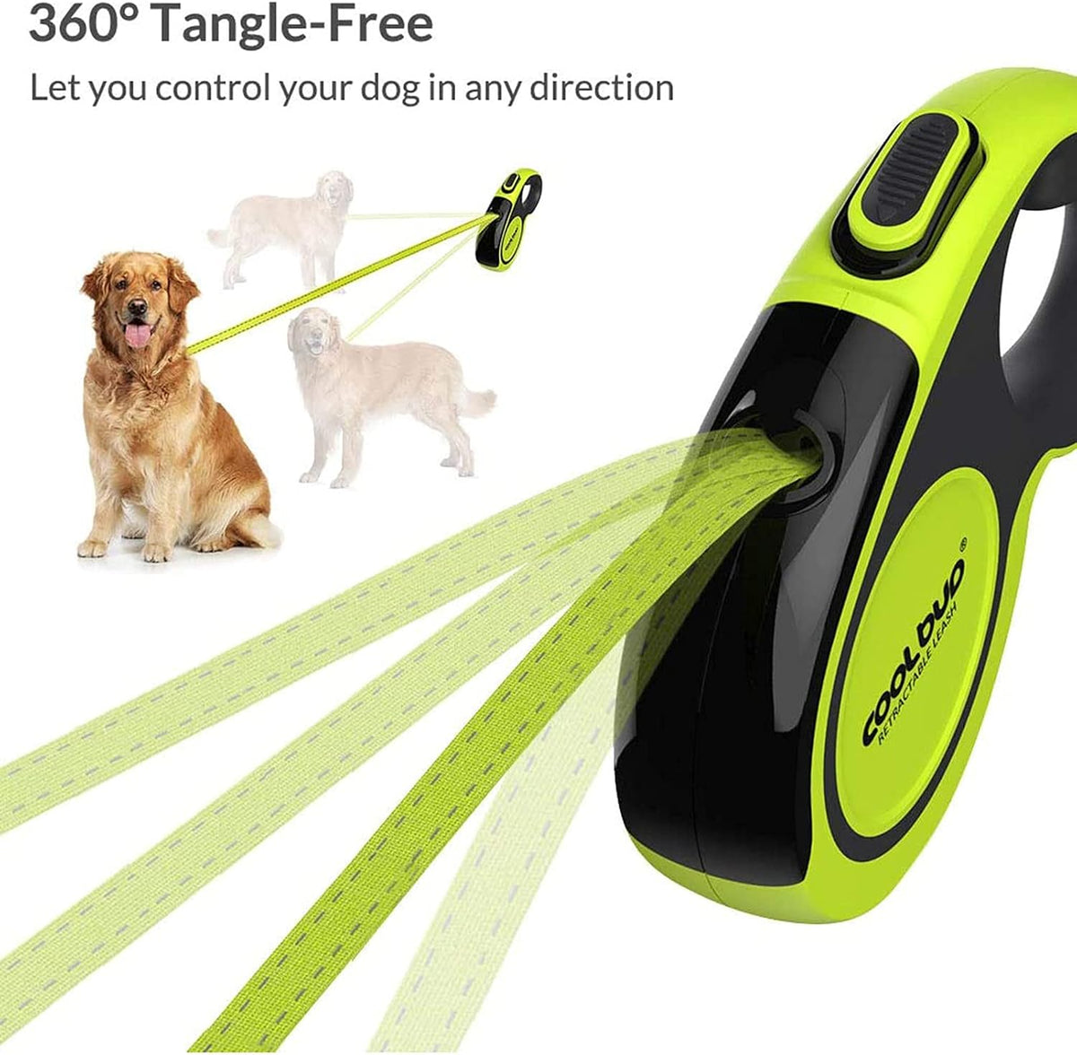 Retractable Dog Leash 360°Tangle-Free 16ft Heavy Duty Pet Walking Leash