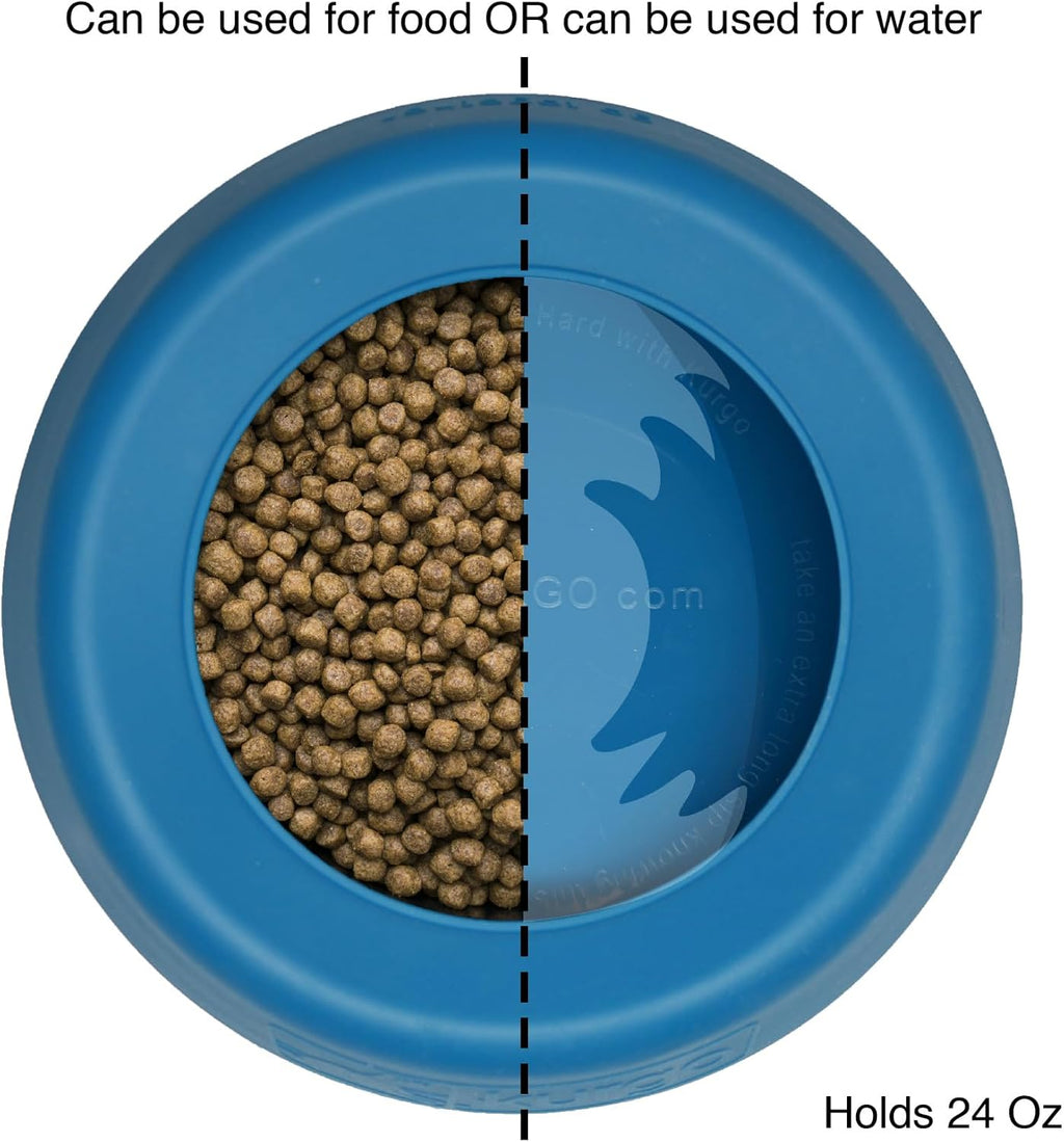 Kurgo Splash Free Wander Dog Water Bowl, Blue | No-Spill Travel Bowl for Dogs, Holds up to 24oz, Wedge Design Lays Flat on Car Seat, Food-Grade Silicone, BPA-Free 