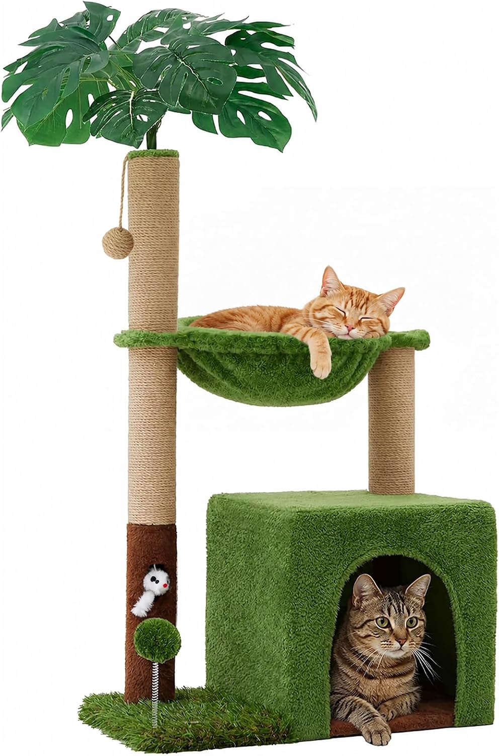 Woochpet 38'' Cat Tree Tower with Scratching Posts Cat Condo Green-1