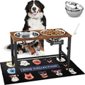 ADENGL Adjustable Elevated Dog Bowls, Raised Bowl Stand with 2 Stainless Steel Bowls (3000ml) and Spill-Proof Mat for Large and XLarge Breeds