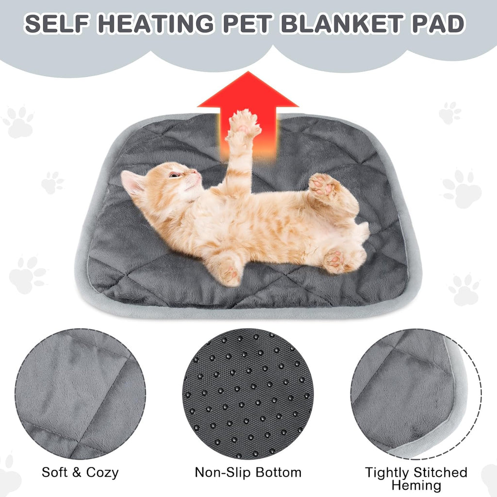 4 Pack Self Heating Cat Pad Self Warming Dog Mat, 12 x 12 Inch, Gray