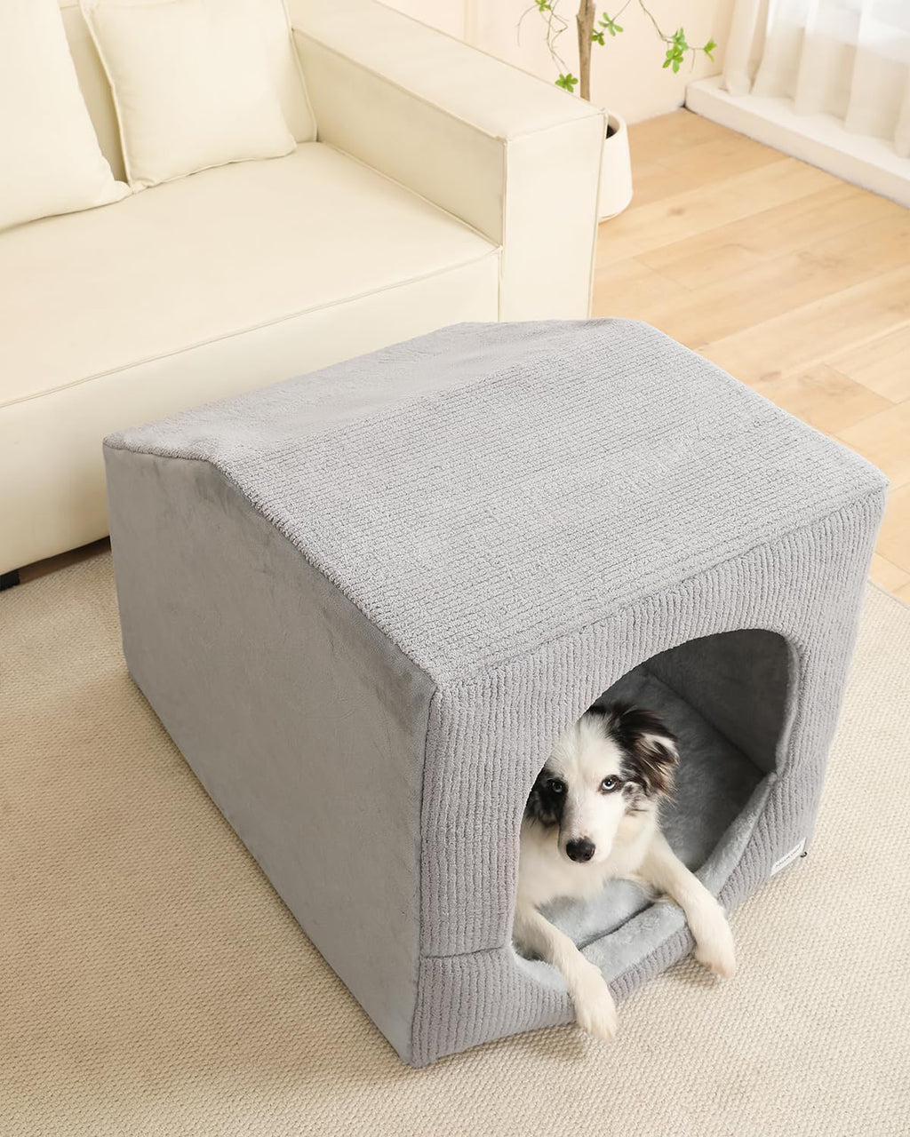 Hovicaed Indoor Dog House Large Sized Dog Tent with Covered Dog Bed 36x26in