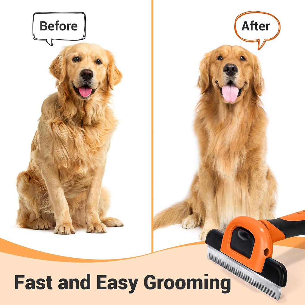 MIU COLOR Pet Grooming Brush, Deshedding Tool for Dogs & Cats, Orange | Effectively Reduces Shedding by up to 95%，Safe and Comfortable for Short Medium and Long Pet Hair
