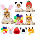 Weewooday 5 Pcs Cat Hat, Panda, Rabbit, Bee, Strawberry, Flower