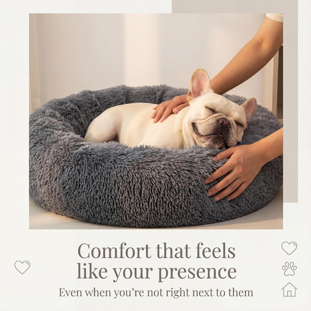 nononfish Soft Dog Bed for Small Dogs,Cozy Calming Donut Pet Bed