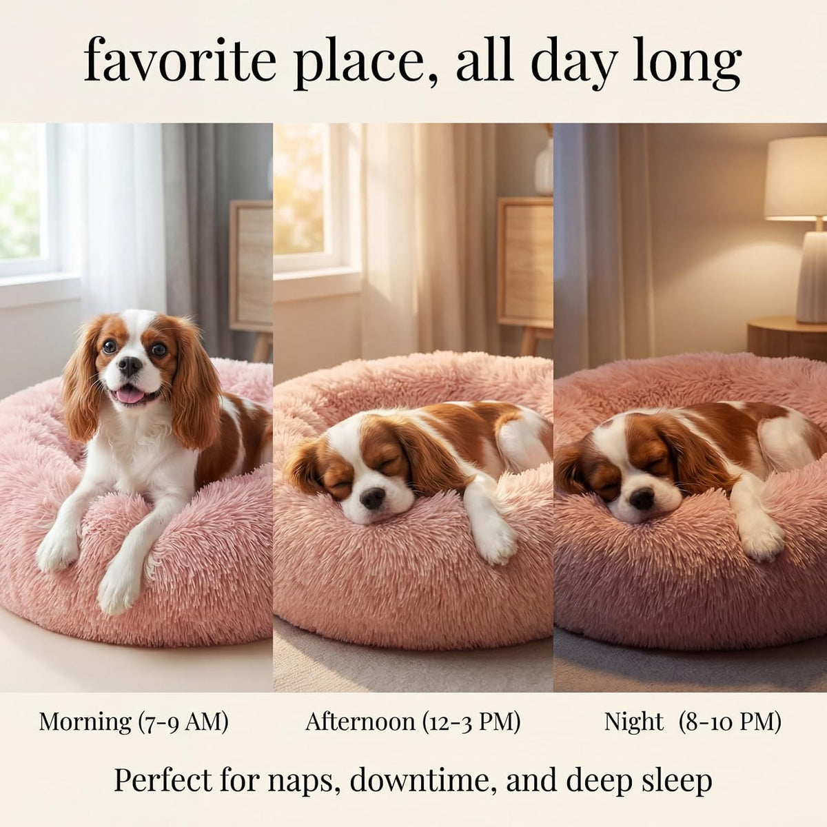 nononfish Plush Calming Dog Bed for Small Dogs,Donut Round Pet Bed