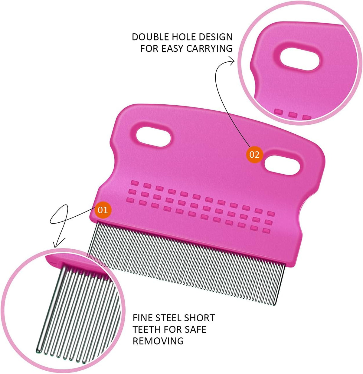 Boao 6 Pack Flea Comb Pet,White, Yellow, Green, Purple, Orange, Dark Blue