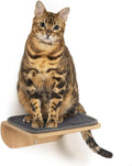 Cat Wall Shelves for Cat Wall Steps, Perch, Ladder, Wooden Floating Modern Mounted Space Saving Furniture with Scratching Cushion Removal Cover for Climbing, Jumping and Sleeping (Step)
