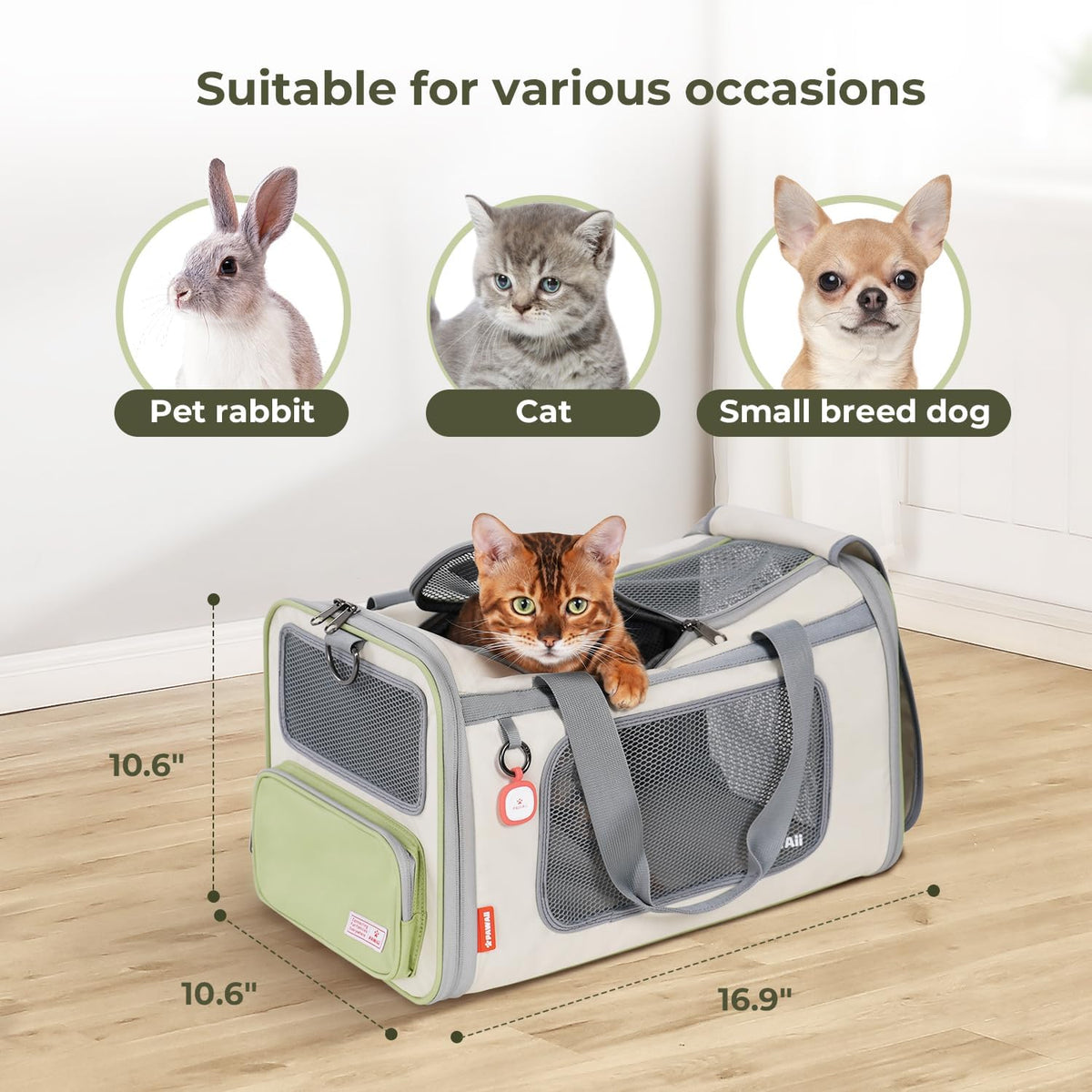 Pawaii Cat Carrier Airline Approved Expandable Breathable Safety Leash