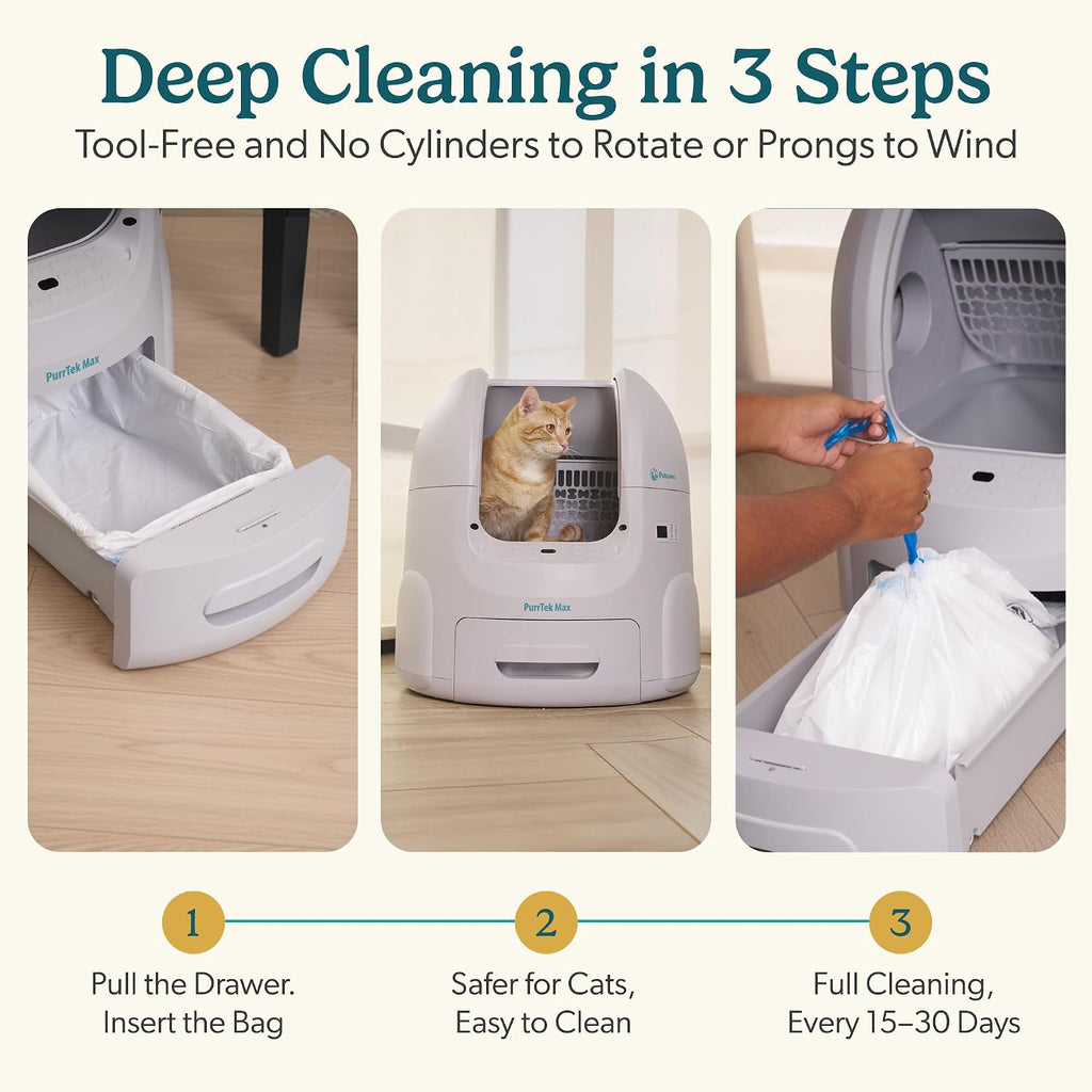 Petcove PurrTek Automatic Litter Box Self Cleaning 5GHz Wi-Fi, Odor Control