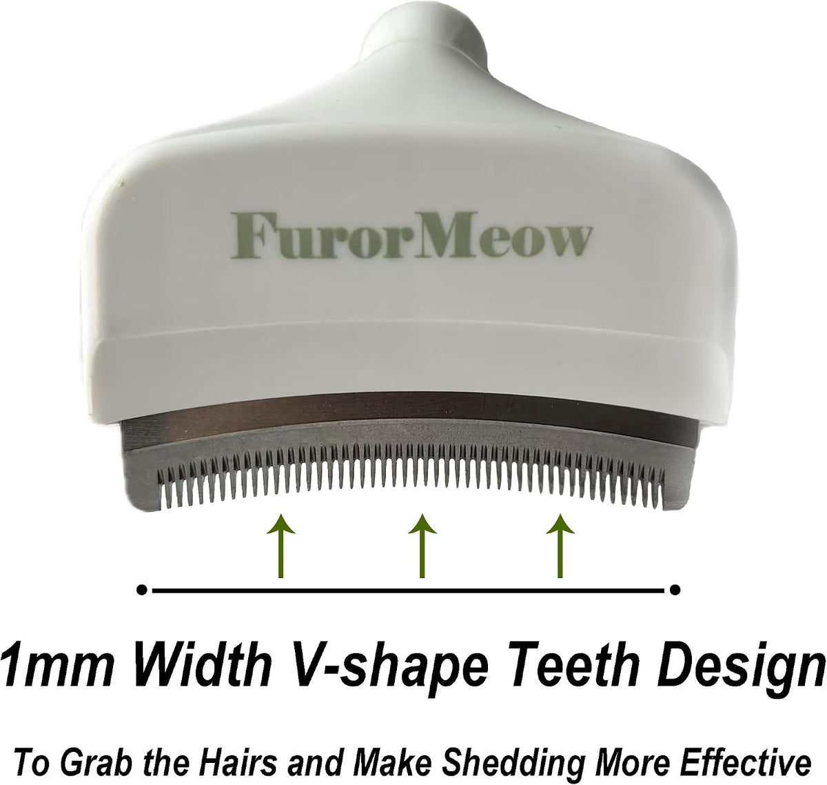 Pet Deshedding Tool with Curve Blade, Cat Grooming Brush, Tight V-shaped Teeth Shedding Comb for Cat and Small Dog (White, Small)