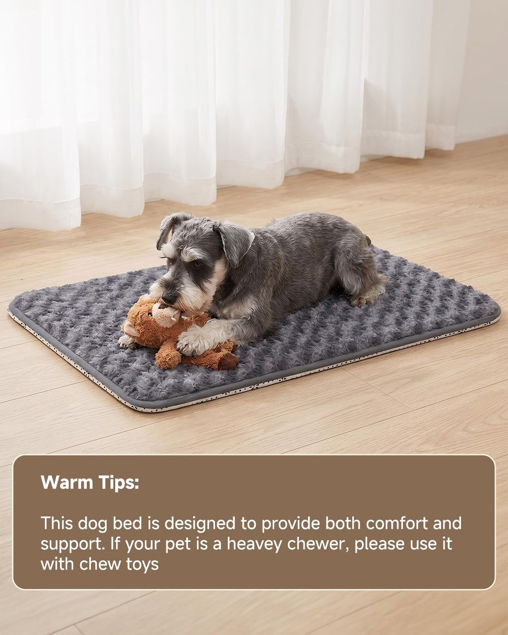XXXL Dog Bed for Crate Pad, High Resilience Foam Mat Bed, 53x36,Dark Grey
