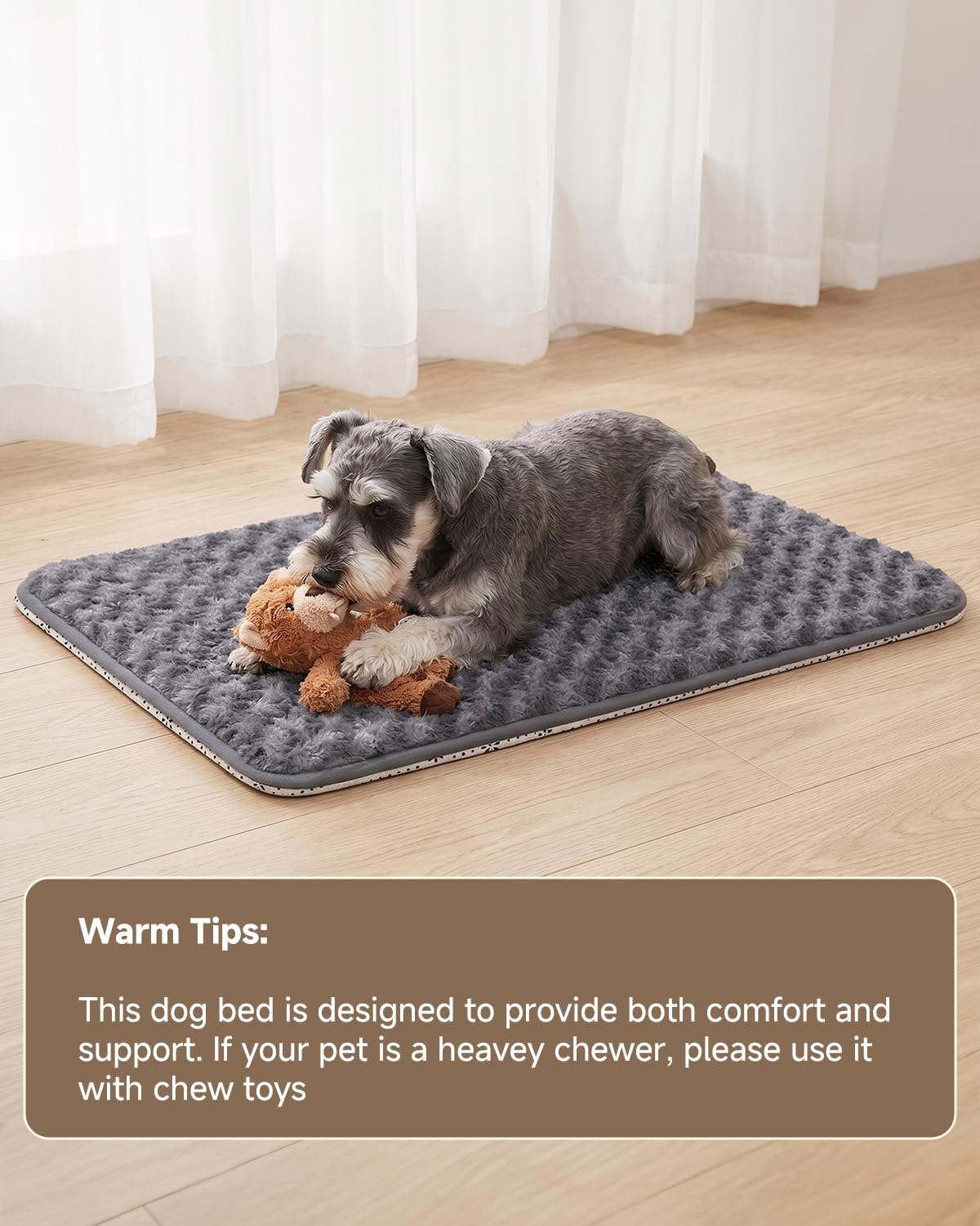 XXXL Dog Bed for Crate Pad, High Resilience Foam Mat Bed, 53x36,Dark Grey
