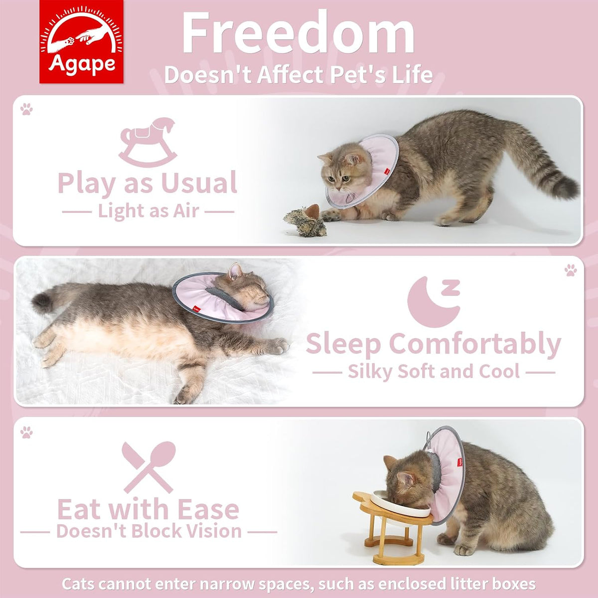 Agape Summer Soft Cat Cone, Lightweight Collar to Stop Licking & Scratching