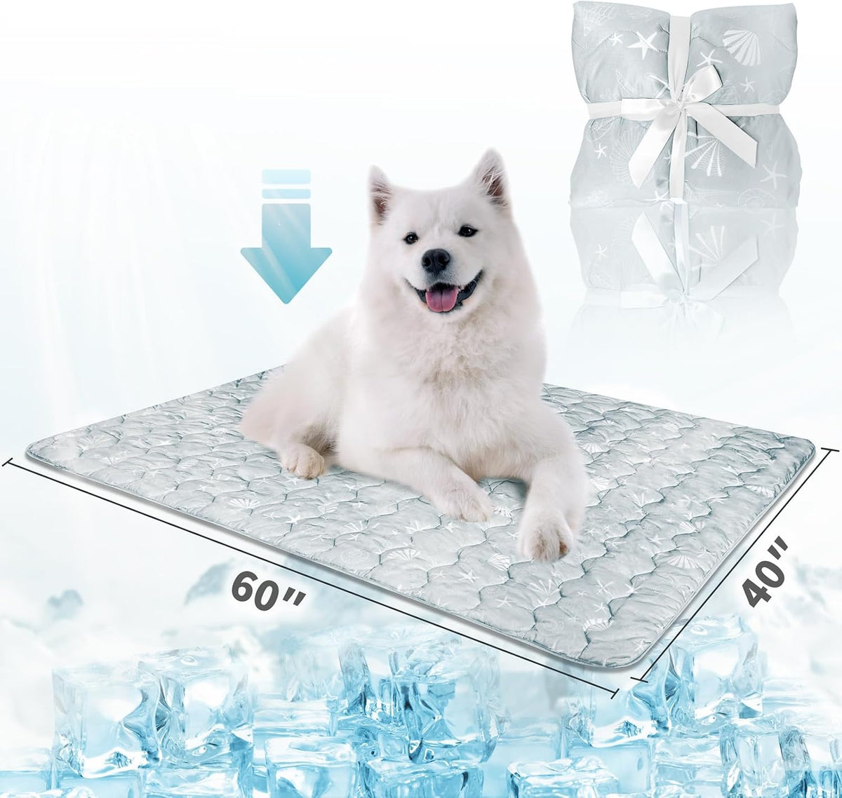 NWK Dog Cooling Blanket Q-Max>0.345 for Summer (Misty Gray, 40'' X 60'')