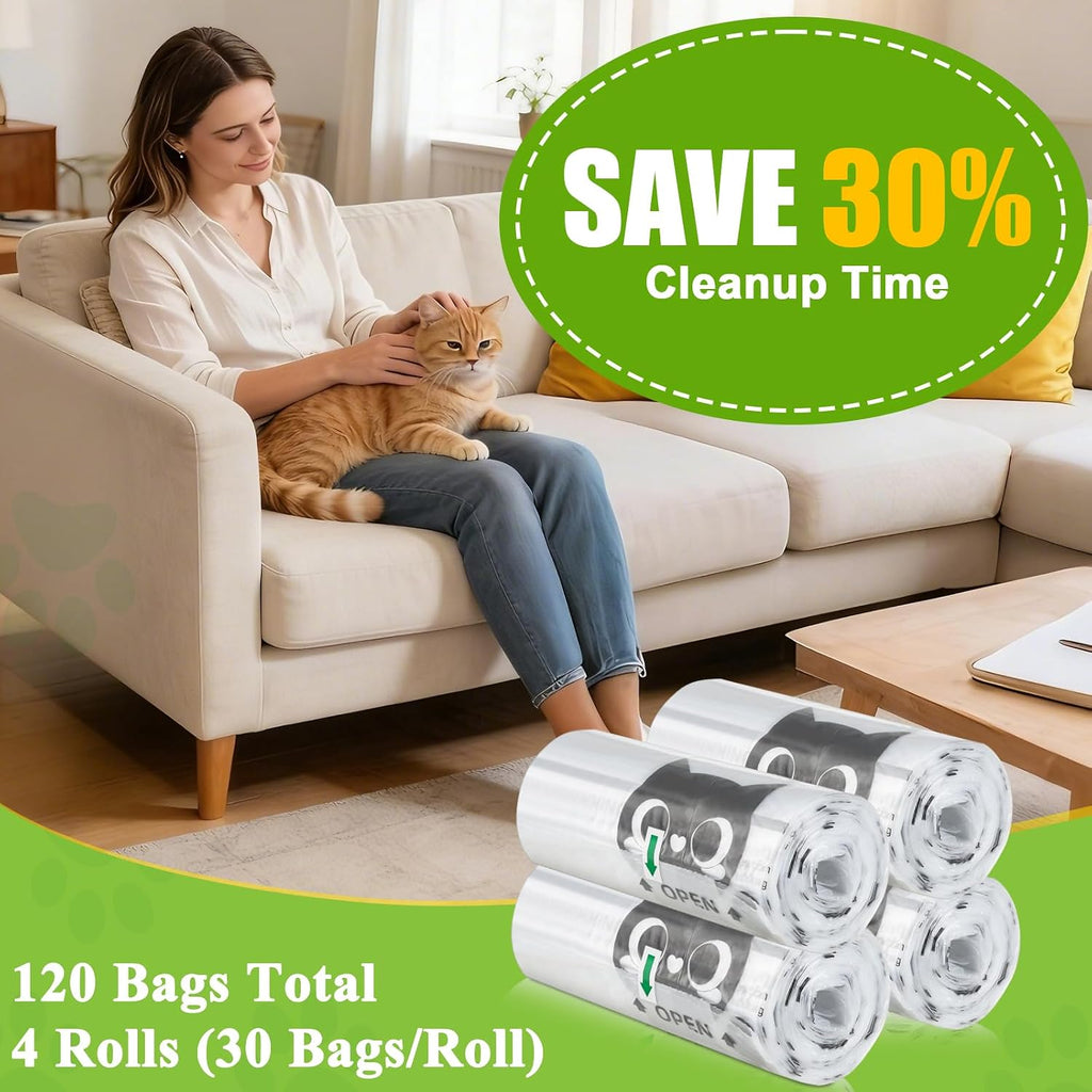 Litter Box Ro.bo.t 4/3/5 Waste Bag, 9-11 Gal Capacity,120Pack for Cat Owner