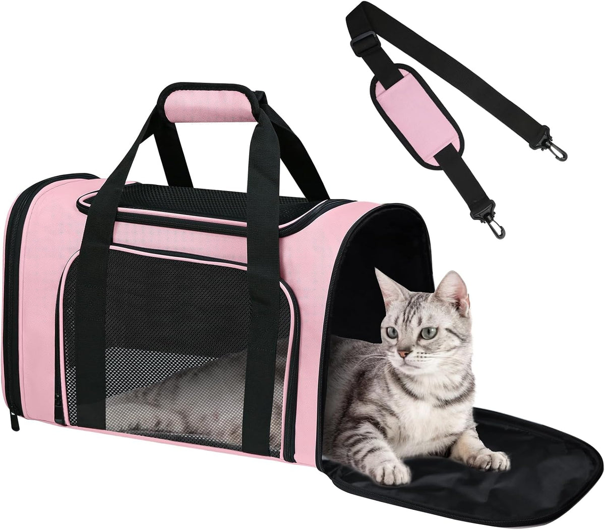 Cat Carrier Soft Up to 16 Lbs, Breathable Pet Travel Bag with Steel Frame