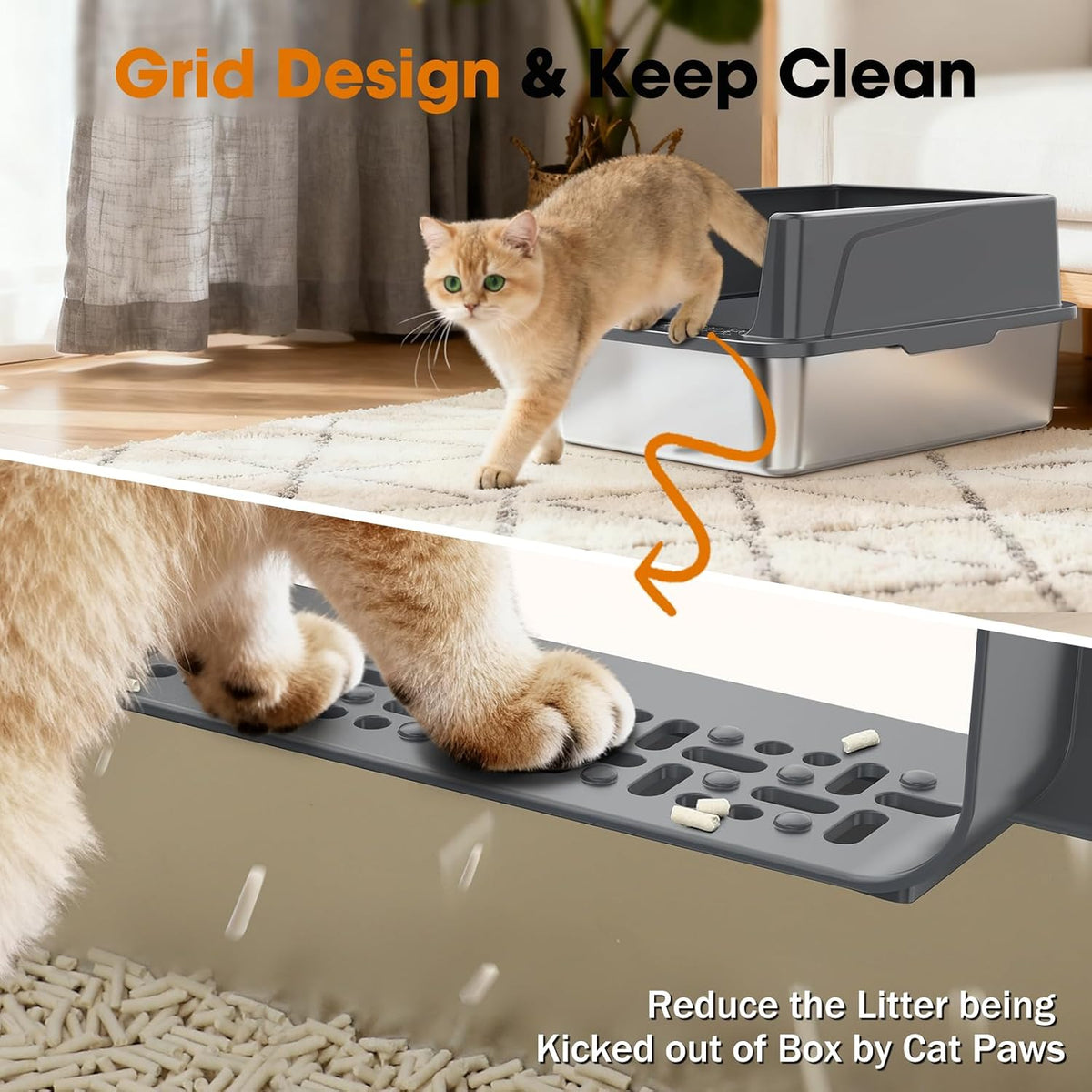 2PACK Stainless Steel Cat Litter Box, Small Cats Metal Litter Box