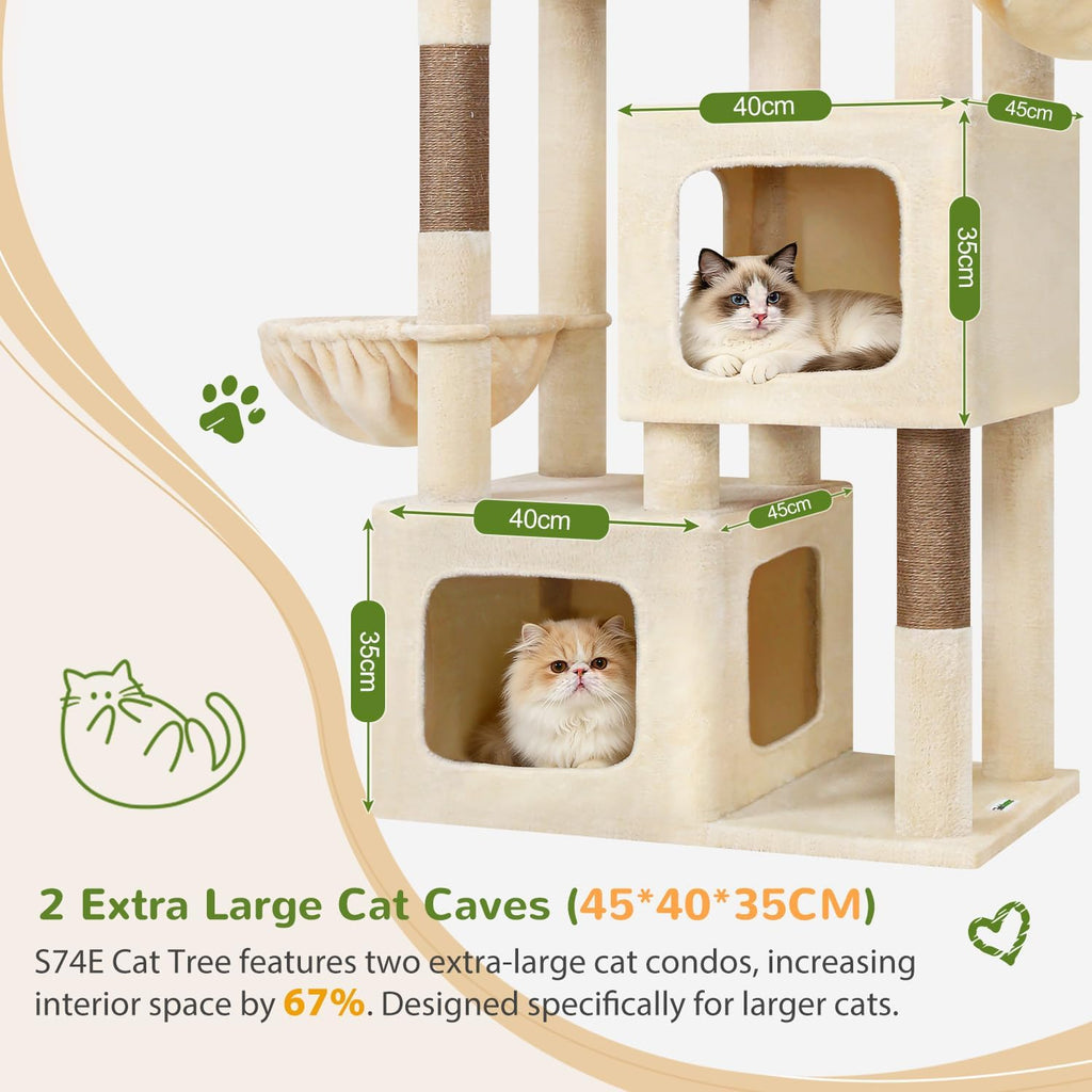 Globlazer S74E Pro Heavy Duty Maine Coon Cat Tree for Large Cats, Beige