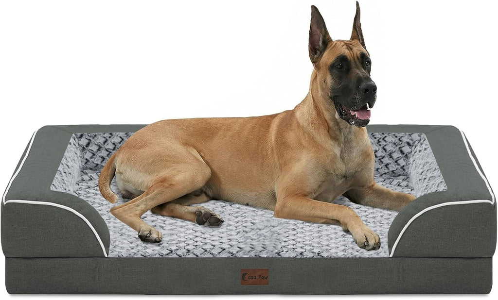 Orthopedic Dog Bed for Extra Large Dogs, 53x42in, Dark Grey
