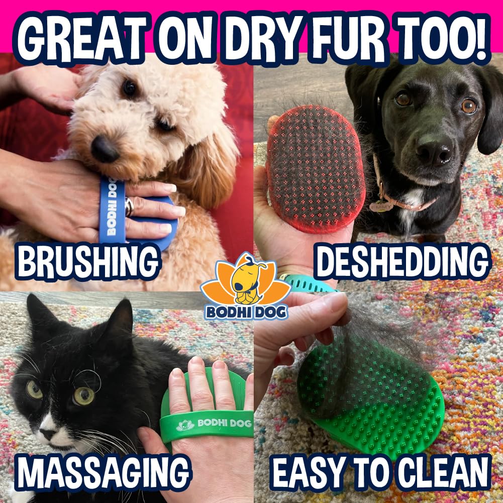 Bodhi Dog Shampoo Brush - Pet Grooming & Bath Supplies for Dogs and Cats - Bath Brush for Long & Short Hair - Premium Scrubber for Shower, Curry Comb for Dogs, Cats & Horses (Two Pack, Pink)