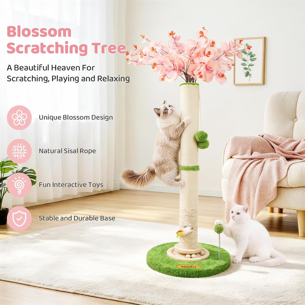 【Material Upgrade】 Famifit 50.4" Flower Cat Scratching Post, Tall Cat Tree