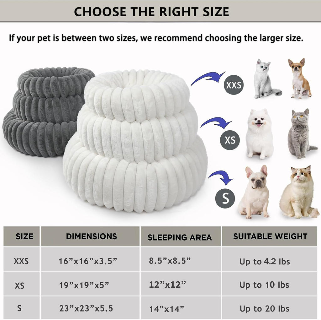 Dog Beds Small Sized Dog Washable Calming Anti-Anxiety Donut Puppy Bed for Small Dogs and Cats,Cozy Soft Anti-Slip Round Large Cat Bed 23 Inch Fits up to 20 lbs Pets,Warm Grey