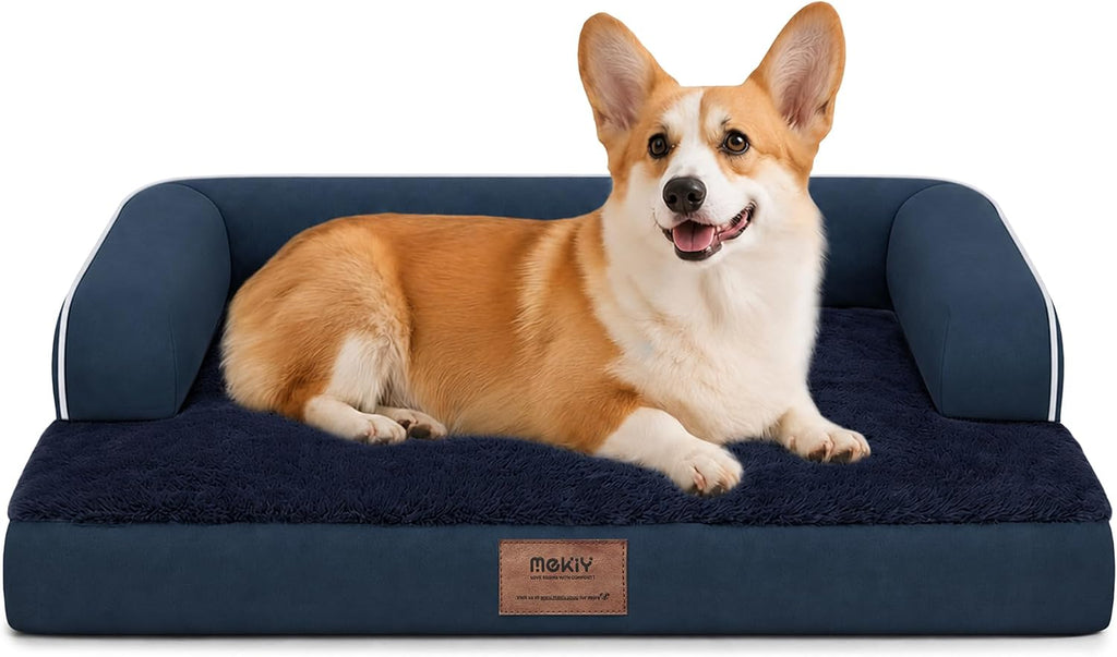MEKIY Orthopedic Waterproof Dog Bed Pet Couch with Bolster for Medium Dogs