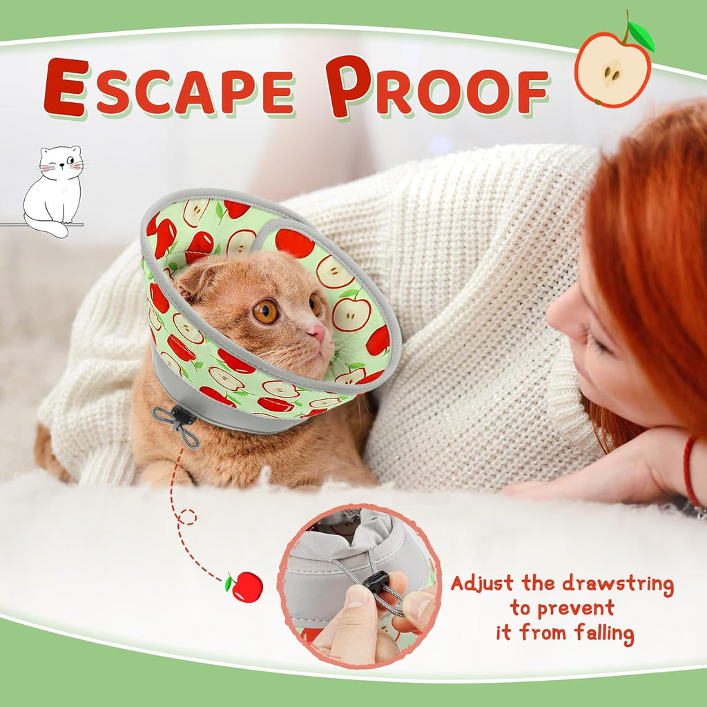 Cat Cone Collar Soft to Stop Licking, Adjustable, Foldable Lightweight Kitten Cones After Surgery Recovery for Cats & Kittens, Cat Cone Alternative, Easy Eating (AppleRed, L)