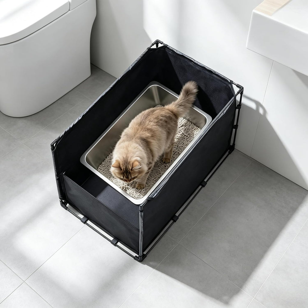Medium Cat Litter Box Enclosure with High Front Splash Guard