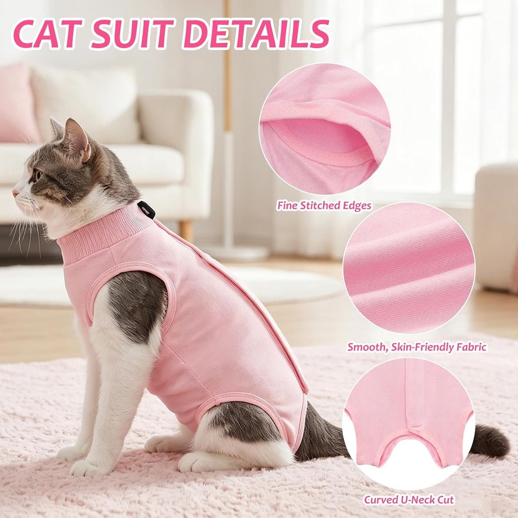 Cat Recovery Suit Female - Breathable Cat Surgery Recovery Suits Cat Onesie Recovery Suit for Cats After Spay Abdominal Wound Skin Care Cone Alternative Machine Washable Fits 2-14 Lbs Cats