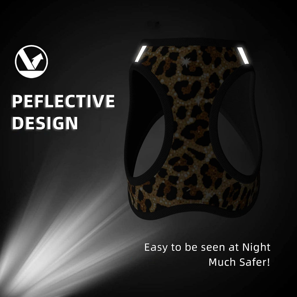 MUKIO Glitter Leopard Print No Pull Dog Harness Vest