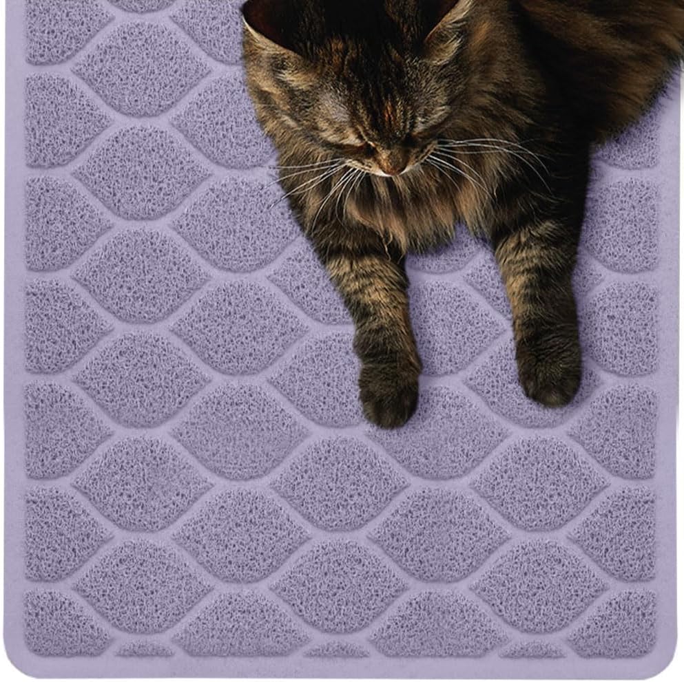 MIGHTY MONKEY Waterproof Cat Litter Box Mat, BPA Free, 24x17 Purple | Easy Clean Floors, Textured Backing, Soft on Sensitive Kitty Paws, Cats Accessories, Less Waste, Stays in Place