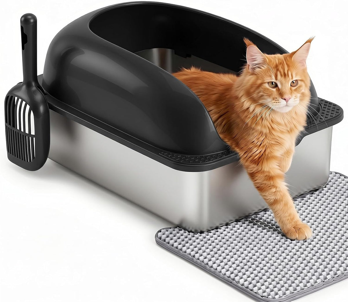 Stainless Steel Cat Litter Box, Large Metal Litter Boxes High Sides