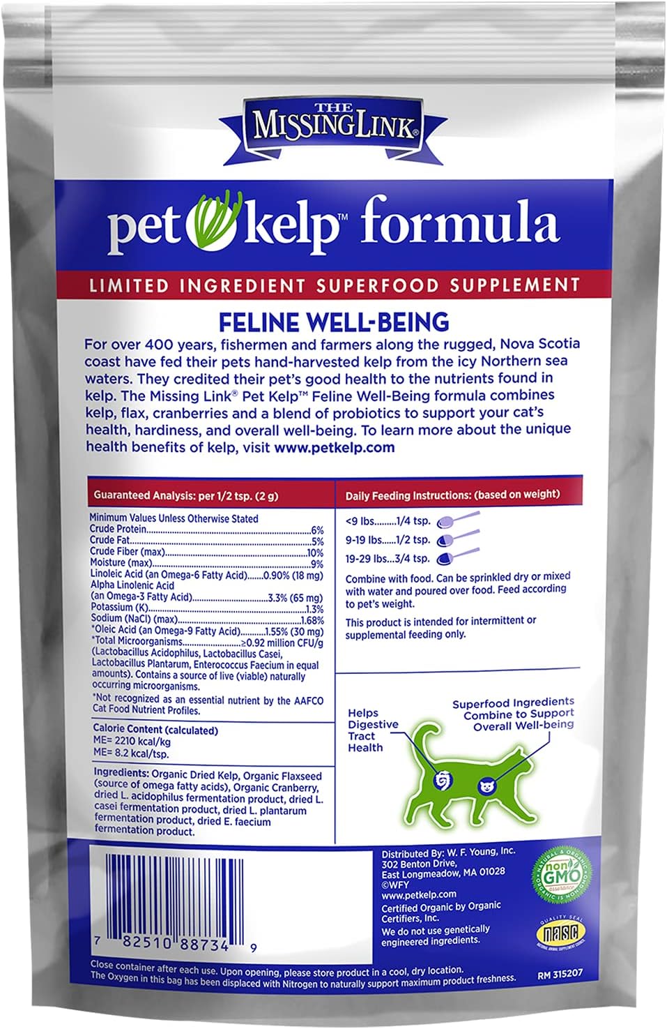 The Missing Link Pet Kelp Cat Well-Being Organic Supplement Powder, 8 oz