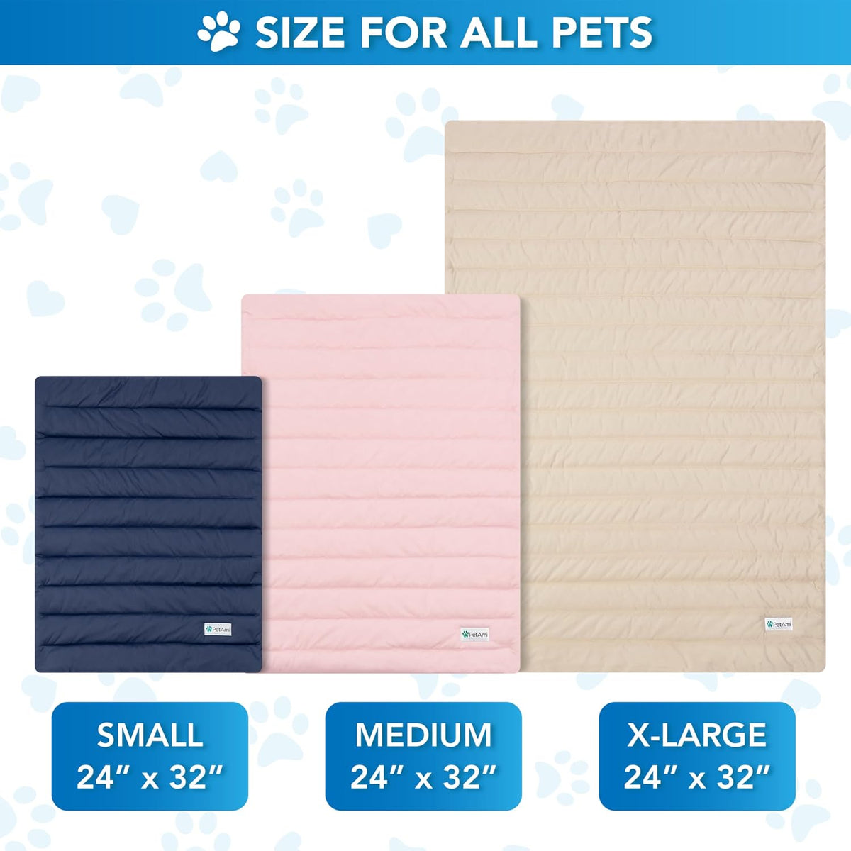 PetAmi Dog Cooling Mat Blanket Pet Pad for Small Medium Cat, Small, 24x32