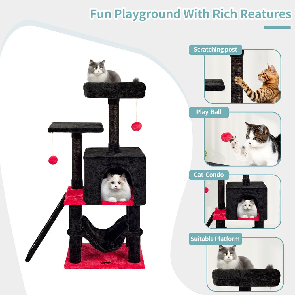 Gothic Cut Cat Tree Cat Tower Condo with Hammock Kittens Scratching Post