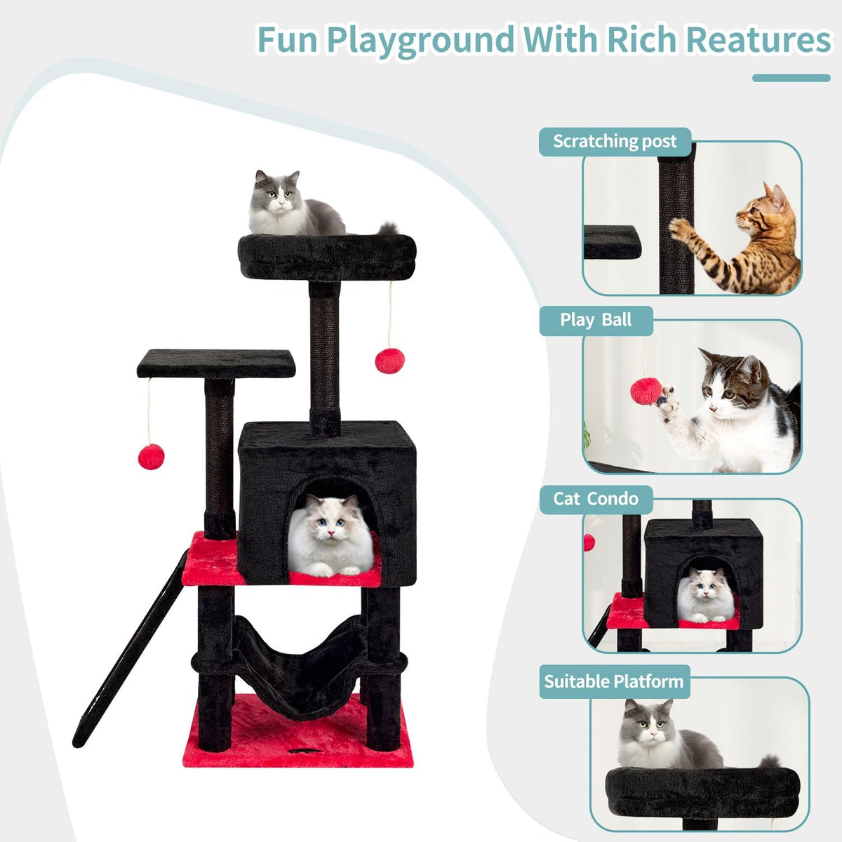 Gothic Cut Cat Tree Cat Tower Condo with Hammock Kittens Scratching Post